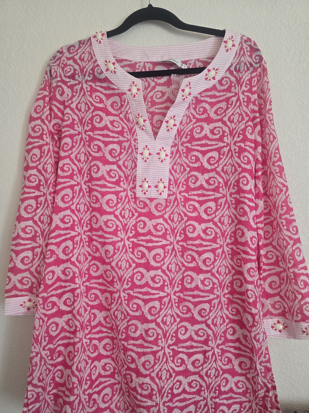 Vineyard Vines Pink/White Patterned Tunic Swim Coverup Size S